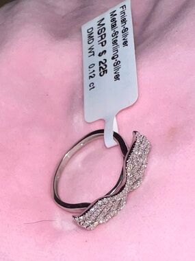 NWT Ella Stein diamond angel wings ring sz 5